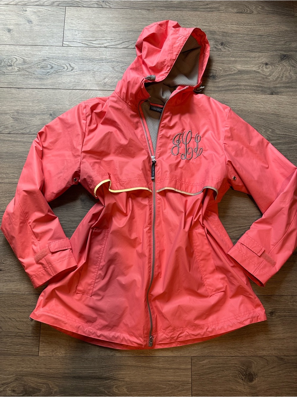 Charles River Pink Hooded Raincoat with Monogram